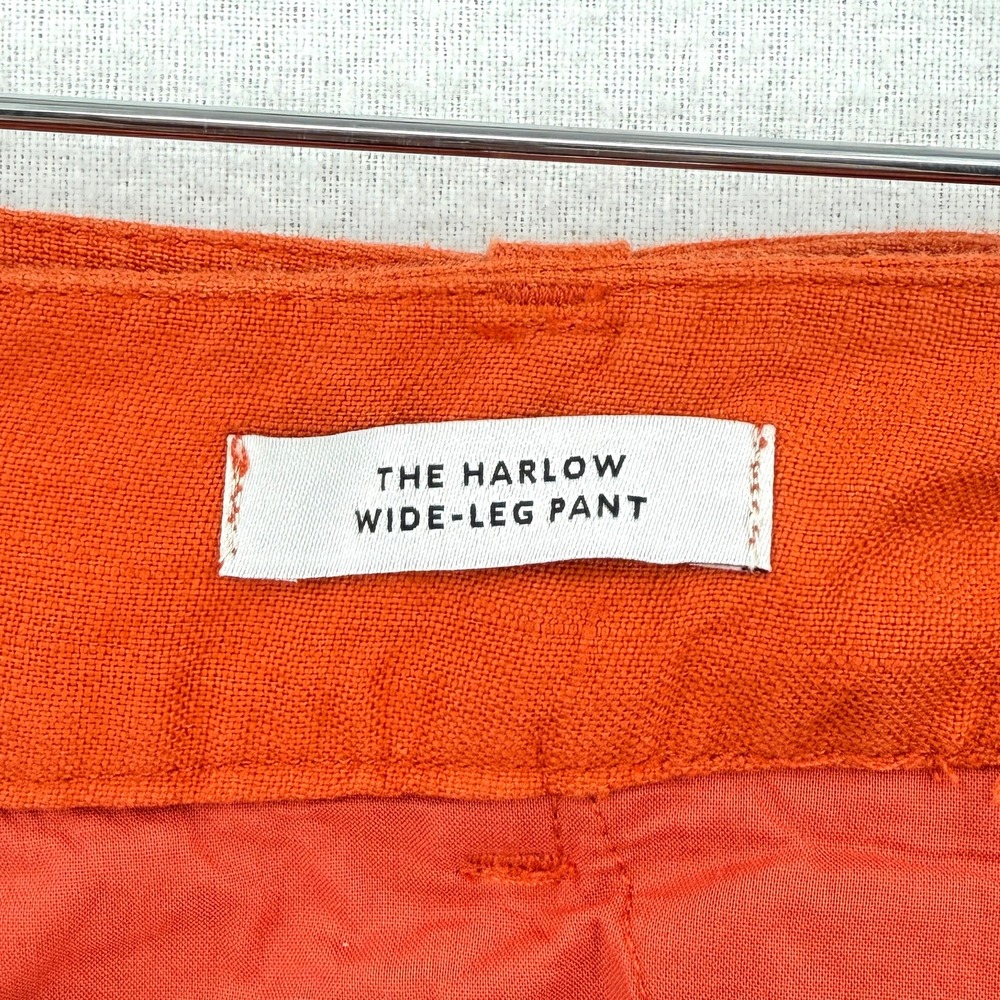 MADEWELL The Harlow Wide-Leg Pant Women 4 Orange Linen Trouser High Rise Pleated - Picture 11 of 16